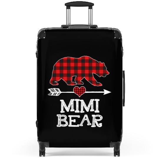 Mimi Bear Pajama Red Plaid Buffalo Family Suitcases