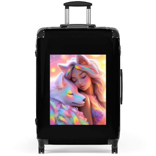 Rainbow Friends - White Wolf and Girl Suitcases