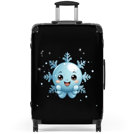 A cute kawaii style snowflake with a smiling face Suitcases
