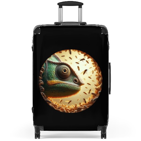 Chameleon head surrounded by bees Suitcases