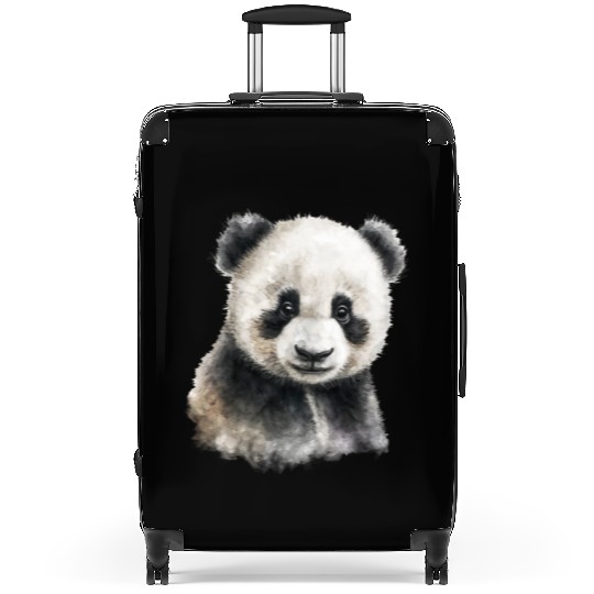 Cute Baby Panda Bear Watercolor Painting Portrait Suitcases