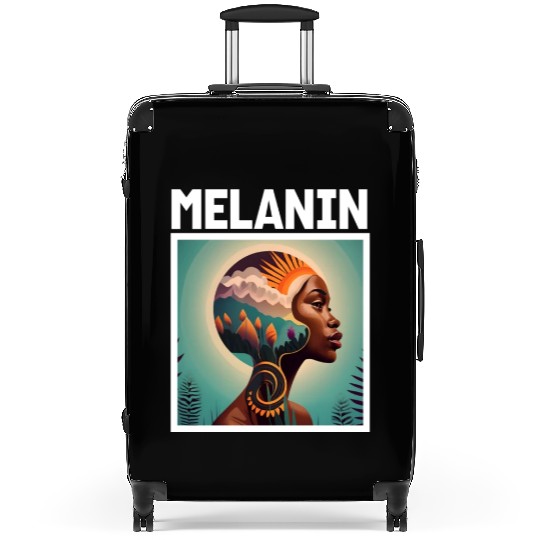 Elegant Melanin Woman. Suitcases