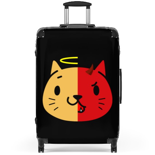 Two Face Cat Angel And Devil Suitcases