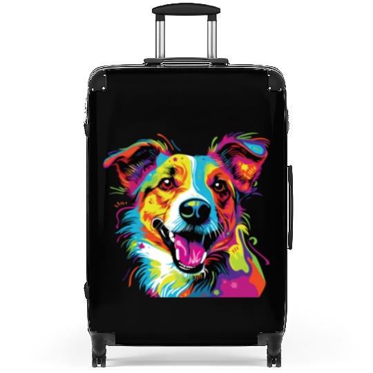 Watercolor Colorful Jack Russell Terrier Suitcases