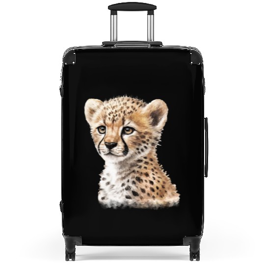 Baby Cheetah Aesthetic Watercolor Painting Suitcases