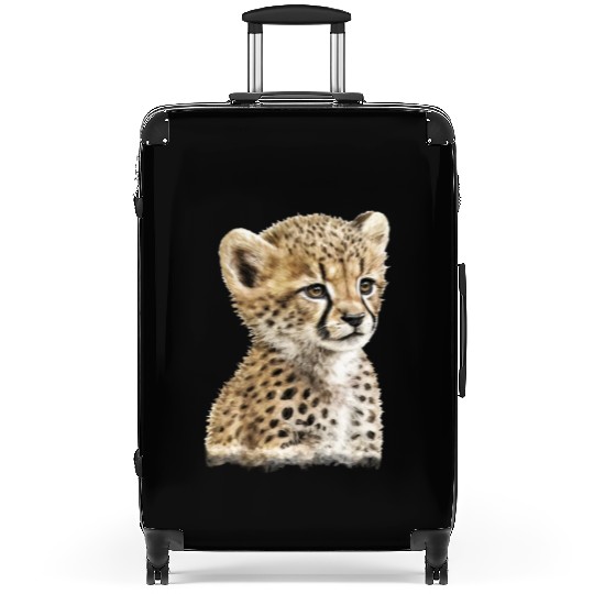 Baby Cheetah Watercolor Painting Portrait Suitcases