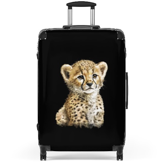 Cheetah Baby Watercolor Painting Portrait Suitcases