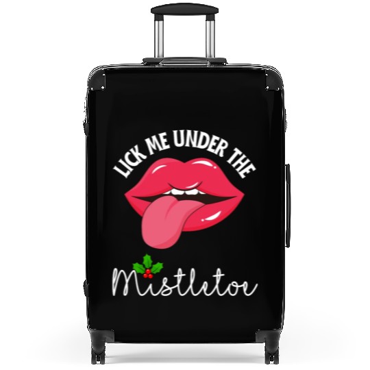 Lick me under the mistletoe ugly Christmas sweater Suitcases