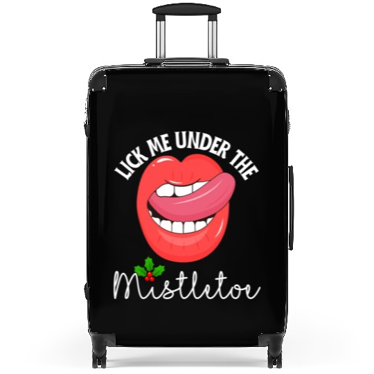 Lick me under the mistletoe ugly Christmas sweater Suitcases