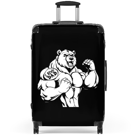 Brown Bear Biceps Tattoo I Love Dad Suitcases
