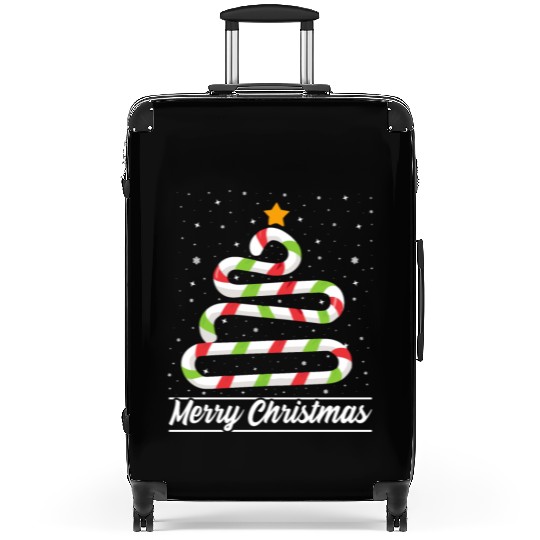 Candy Cane Tree Christmas Xmas Holidays Santa Hat Suitcases