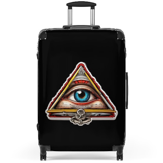 Illuminati one eye symbol of world society Suitcases