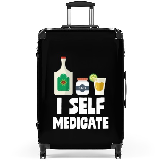 I Self Medicate Tequila Bottle Lime Salt Shot Pun Suitcases