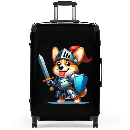 Corgi in knight armor Suitcases