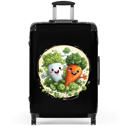Cute kawaii carrot and a broccoli Suitcases