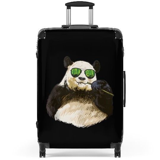 Chilling Panda Eating Bamboo Bear Suitcases