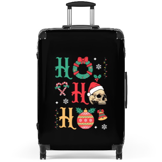 Ho ho ho Merry Christmas Skull Santa Suitcases