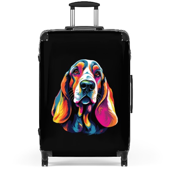 Watercolor Colorful Basset Hound Suitcases