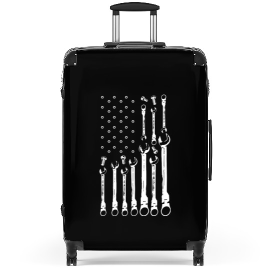 Car Mechanic USA Flag Suitcases