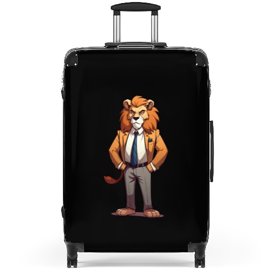 cute cartoon anime lion wearing suit Suitcases