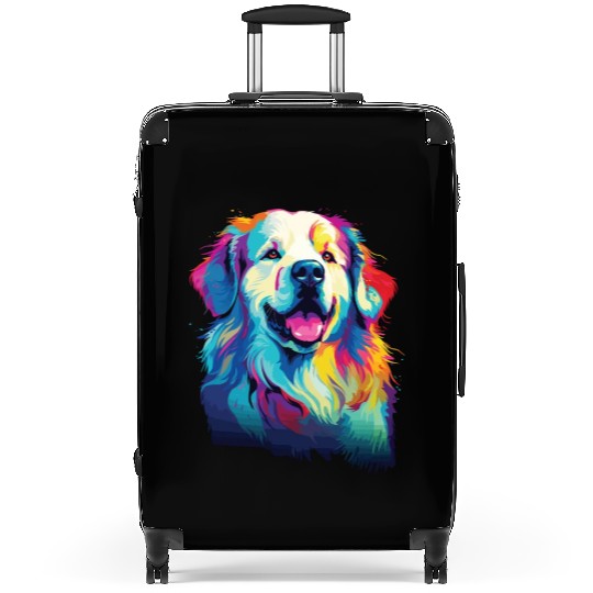 Watercolor Colorful Great Pyrenees Suitcases