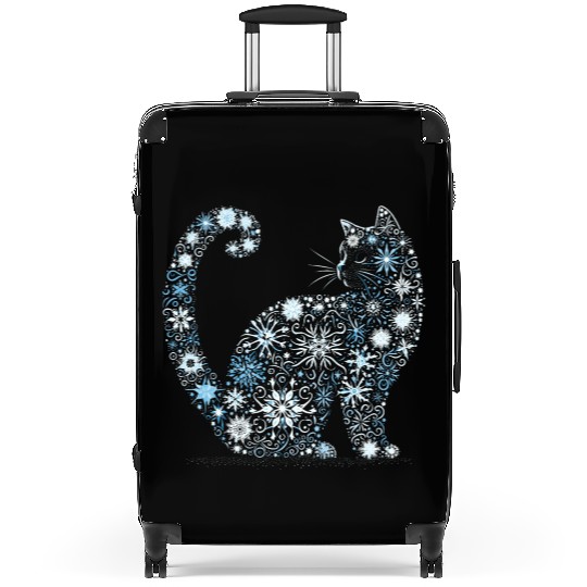 Christmas Cat Snowflakes Suitcases