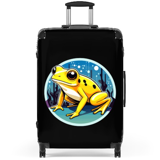 Golden Poison Frog Illustration Suitcases