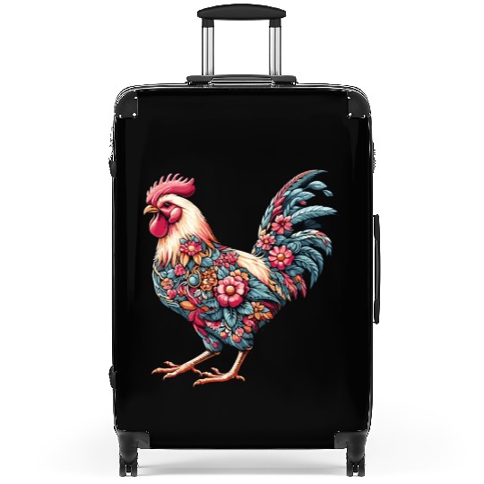 Charming Floral Chicken - Love Chickens Farm Life Suitcases