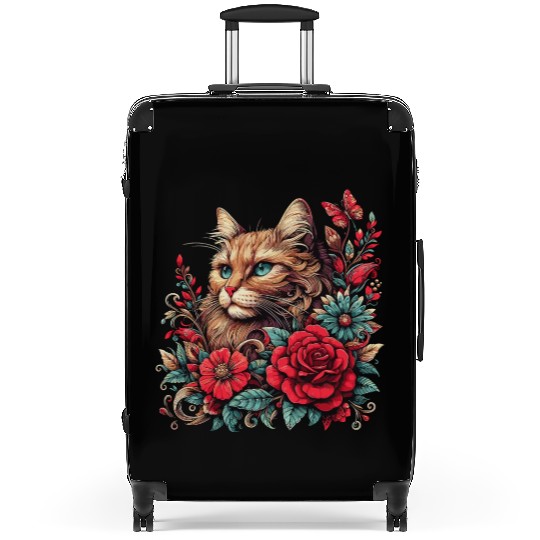 Floral Cat Mom - Cat Lovers and Animal Enthusiasts Suitcases