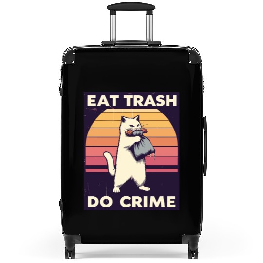 Eat Trash Do Crime street cat Suitcases