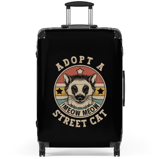 Adopt A Street Cat Funny Opossum Vintage Retro Suitcases