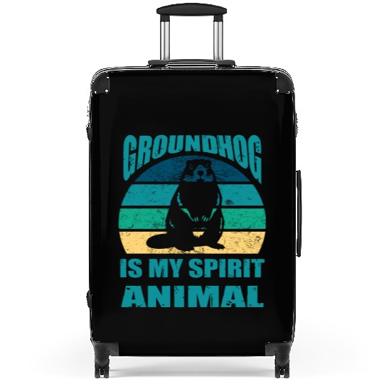 funny Respect the groundhog Suitcases
