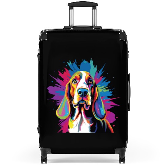 Watercolor Colorful Basset Hound Suitcases