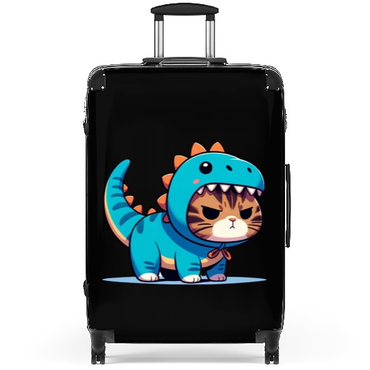 Grumpy Cat in Velociraptor Costume Suitcases