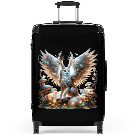 Mystic Owl of the Enchanted Forest Suitcases