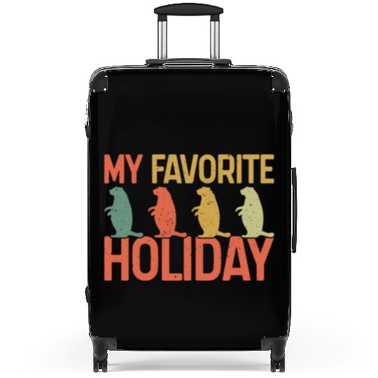 My Favorite Holiday Groundhog Day Retro Vintage Suitcases