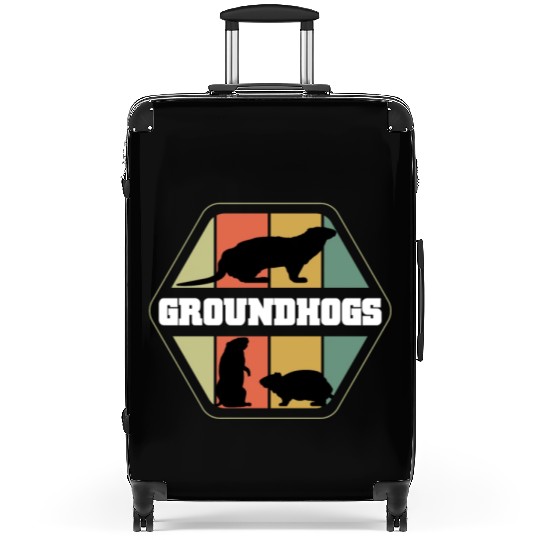Groundhogs Silhouette Retro Vintage Groundhog Day Suitcases