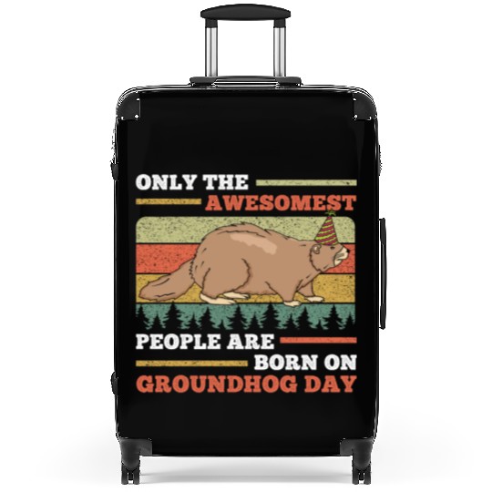 Awesomest People Groundhog Day Retro Vintage Suitcases