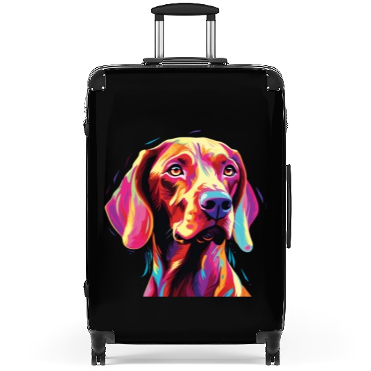 Watercolor Colorful Vizsla Suitcases