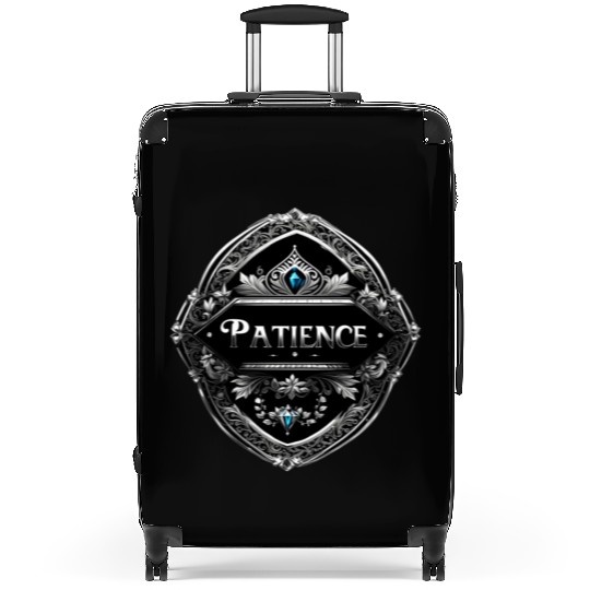 SILVER BLACK PATIENCE TEXT AI GENERATED Suitcases