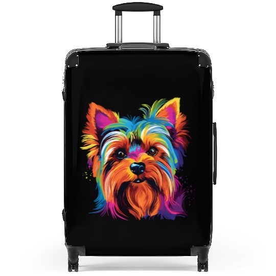 Watercolor Colorful Yorkshire Terrier Suitcases
