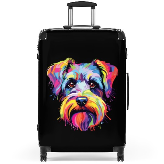 Watercolor Colorful Miniature Schnauzer Suitcases