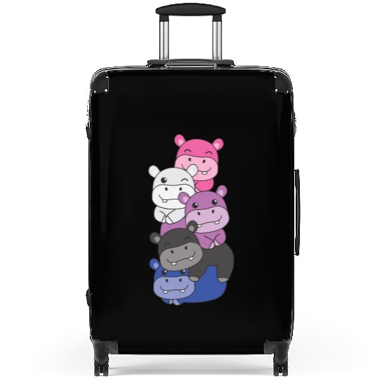 Genderfluid Flag Pride Lgbtq Cute Hippo Suitcases