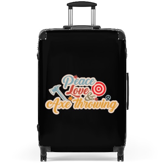 Peace Love And Axe Throwing Funny Axe Throwing Suitcases