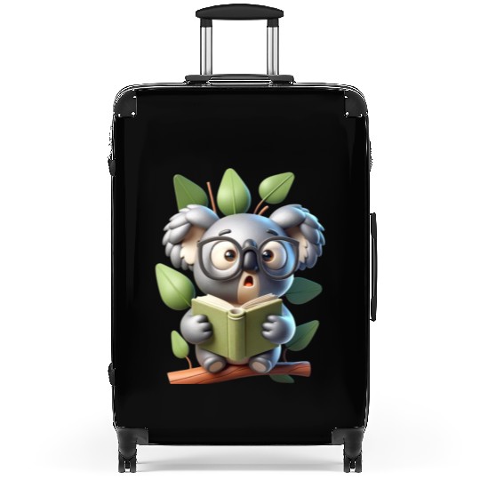 Book-Loving Koala with Glasses 3D Art Suitcases