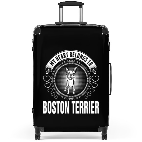 My Heart Belongs To Boston Terrier Dog Suitcases