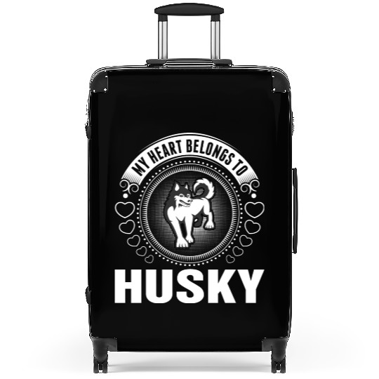 My Heart Belongs To Husky Dog Suitcases