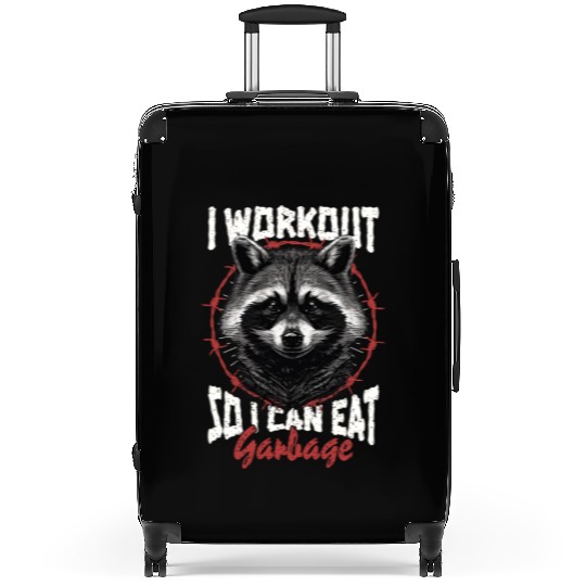 I Workout So I Can Eat Garbage Funny Gym Raccoon Suitcases