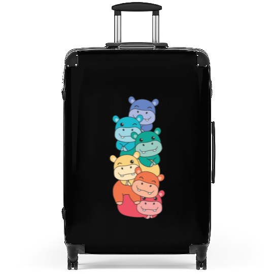 Rainbow Flag Pride Lgbtq Cute Hippo Stack Suitcases