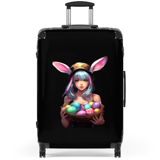 Easter Day Anime Girl Bunny Ear Easter Egg Hunt Suitcases